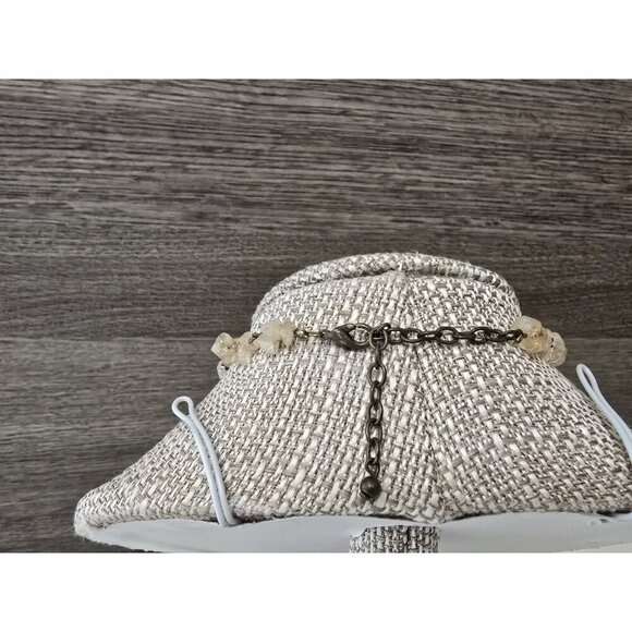 Vintage 70s Natural Stone Agate Geode Pendant Necklace Brown/Ivory Slice - Picture 4 of 7